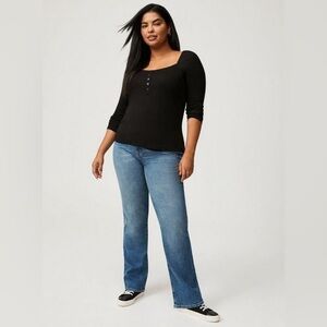 Torrid Black Long Sleeve Top with Button Detail